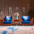 安館赤木家具アフリカ梨（学名：ハリネズミ紫檀）座椅子三点セット無垢材ソフ・ファ・ニュ・アイジオン模造古客間ソフト客間家具ソテー客間家具ソフト前に支払われます。